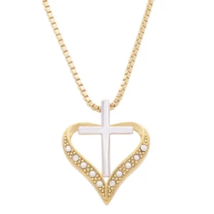 Heart Cross Pendant with Chain