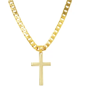 Plain Gold Cross Pendant with Chain