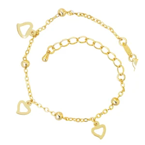 Gold Plated Heart Charm Anklet