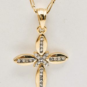 Ladies Stones on Cross Pendant with Chain