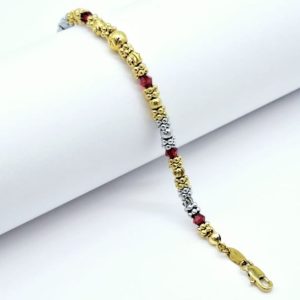 Red stone with two tone mangal sutra style bracelet