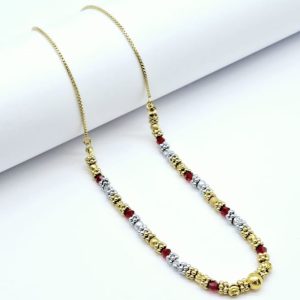 Red stone with two tone mangal sutra style necklace