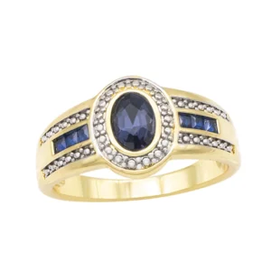 Ladies Gold Plated Blue Stone Ring