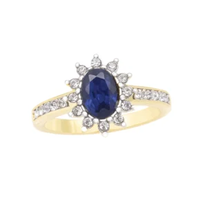 Ladies Gold Plated Blue Stone Ring