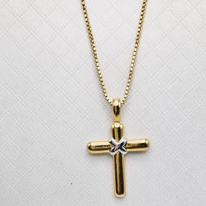 Ladies Gold Cross Pendant with Chain