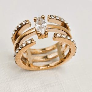 Ladies Rose Gold Plated Ring with Oval Stone