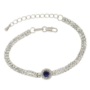 Silver Diamante Bracelet Blue