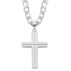 Men's Silver Plated Cross with Chain
