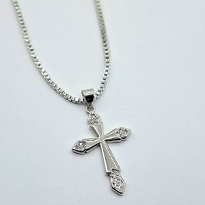 Plated Silver Cross Pendant with Chain